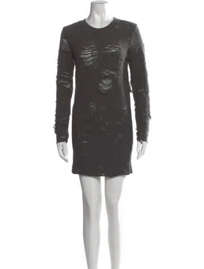 Pre-owned Iro Crew Neck Mini Dress In Gray