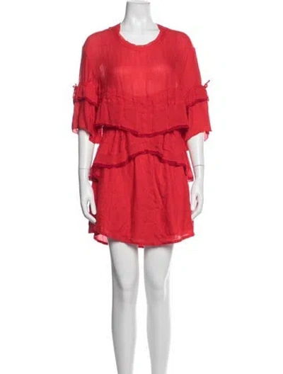Pre-owned Iro Crew Neck Mini Dress In Red