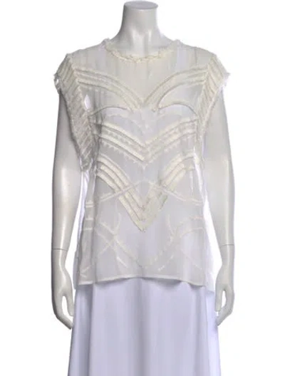 Pre-owned Iro Crew Neck Short Sleeve Blouse In Neutral
