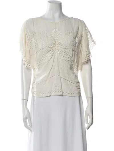 Pre-owned Iro Crew Neck Short Sleeve Blouse In White