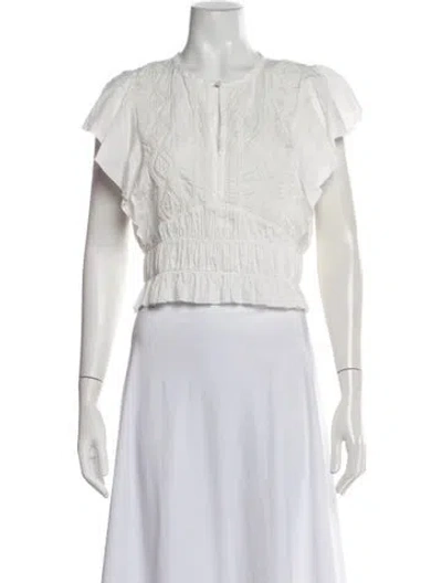 Pre-owned Iro Crew Neck Short Sleeve Blouse In White