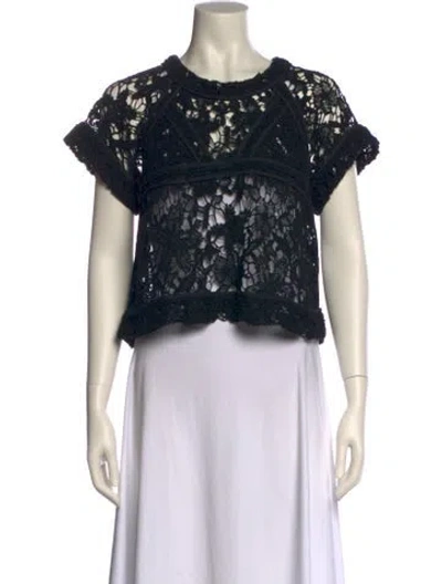 Pre-owned Iro Crew Neck Short Sleeve Crop Top In Black