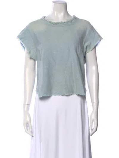 Pre-owned Iro Crew Neck Short Sleeve Crop Top In Blue