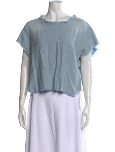 Pre-owned Iro Crew Neck Short Sleeve Crop Top In Blue
