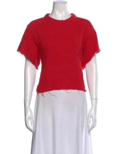 Pre-owned Iro Crew Neck Short Sleeve Crop Top In Red