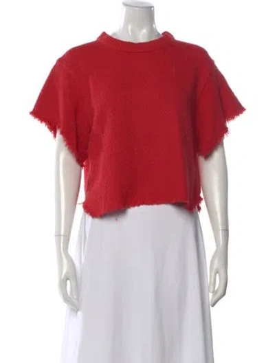 Pre-owned Iro Crew Neck Short Sleeve Crop Top In Red