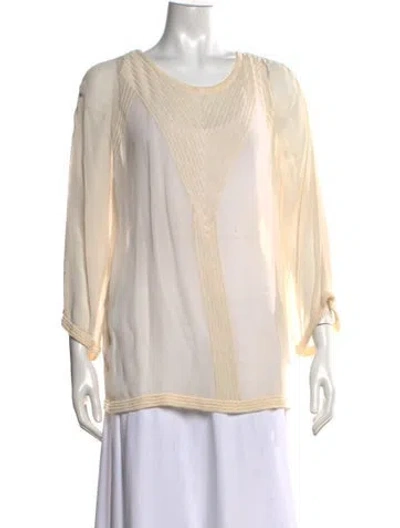 Pre-owned Iro Crew Neck Three-quarter Sleeve Blouse In Neutrals