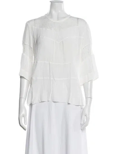 Pre-owned Iro Crew Neck Three-quarter Sleeve Blouse In White