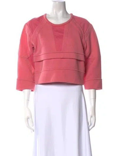 Pre-owned Iro Crew Neck Three-quarter Sleeve Crop Top In Pink