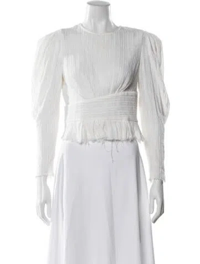Pre-owned Iro Crew Neck Three-quarter Sleeve Crop Top In White