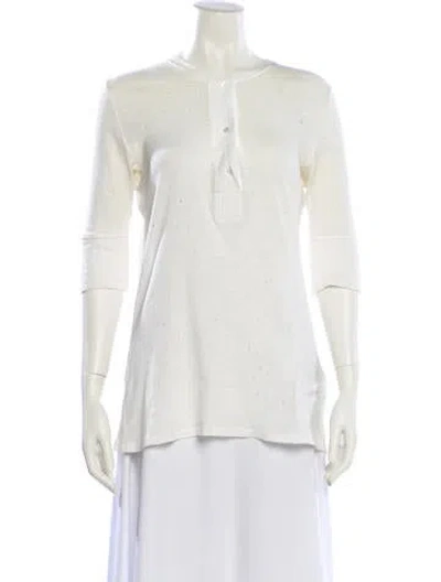 Pre-owned Iro Crew Neck Three-quarter Sleeve Top In White