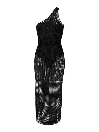Iro Crochet Cotton Long Dress In Black