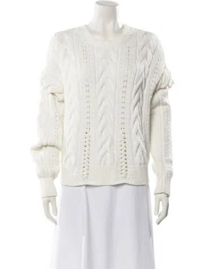 Pre-owned Iro Crochet Scoop Neck Sweater In White