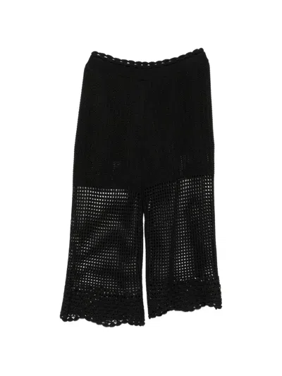 Iro Crochet Mid Length Shorts Elastic Waistband In Black