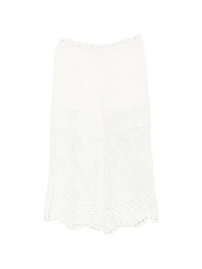 Iro Crochet-knit Scalloped-hem Trousers In White