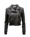 Iro Cropped Biker Jacket In Black Leather In Black