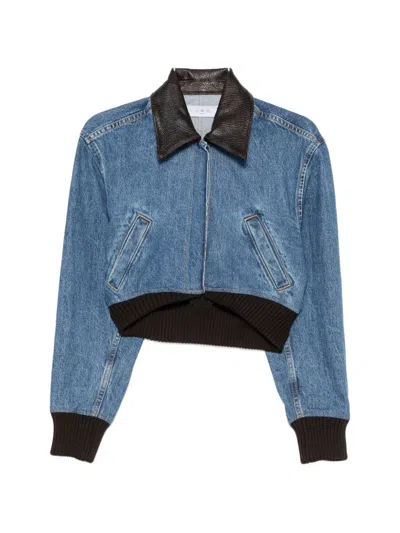 Iro Cropped Contrast-collar Jacket In Blue