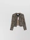 Iro Cropped Frayed Edges Long Sleeves Textured Fabric In Brown