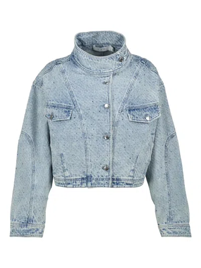 Iro Crystal-embellished Denim Jacket In Blue