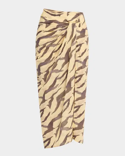 Iro Dacca Printed Draped Skirt In Gold