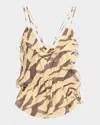Iro Dariah Printed Ruffle Top In Gold