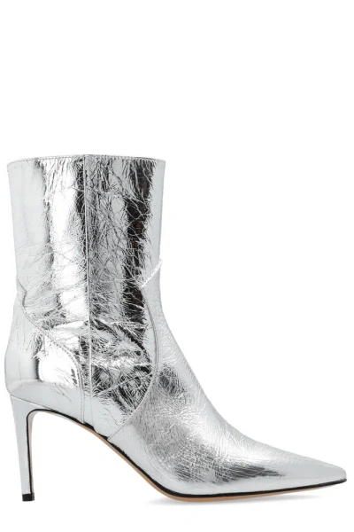 Iro Davy 80mm Leather Boots In Silver