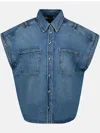 Iro Denim Cotton Overshirt Cap Sleeves In Blue