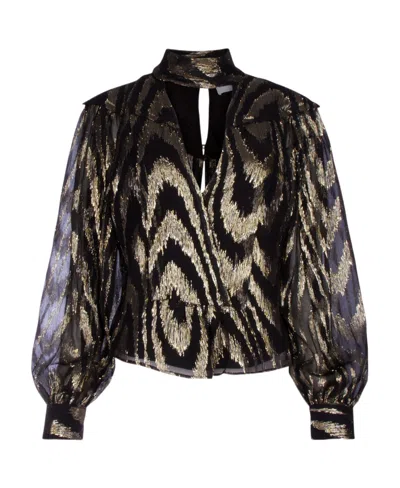 Iro Digging Collar Design Blouse In Black