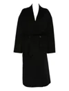 Iro Wool Coat With Belted Waist And Shawl Collar In Black
