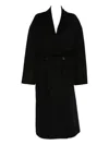 Iro Wool Coat With Belted Waist And Shawl Collar In Black