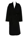 Iro Wool Coat With Belted Waist And Shawl Collar In Black