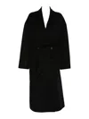 Iro Wool Coat With Belted Waist And Shawl Collar In Black