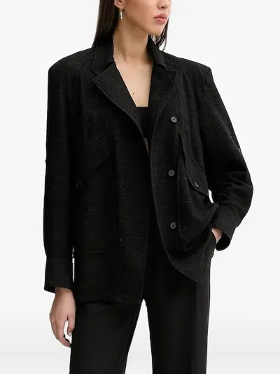 Iro Double-breasted Lurex Overshirt In Black