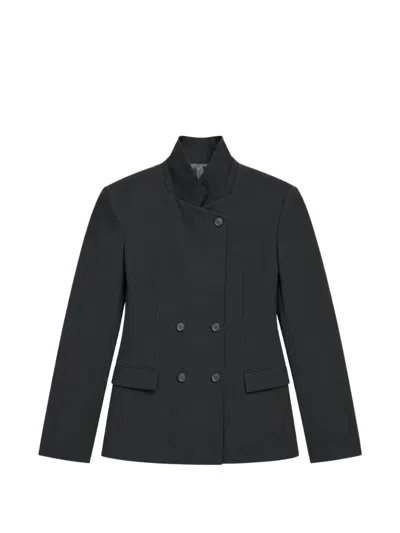 Iro Double-breasted High-neck Jacket In Black