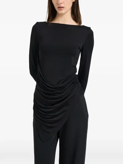Iro Draped Asymmetric Top In Black