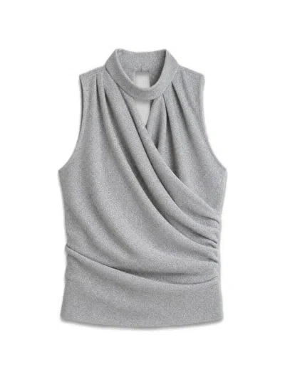 Iro Draped High-neck Top In Silver