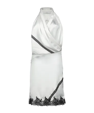 Iro Draped Lace-trim Midi Dress In White