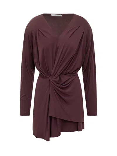 Iro Draped Mini Suit Dress With V-neck In Fig