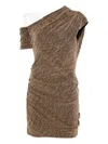 Iro Nalone One-shoulder Metallic Strass Mini Dress In Brown