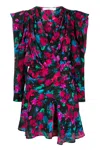 Iro Floral-print V-neck Silk Minidress In Multicolour Vivaci