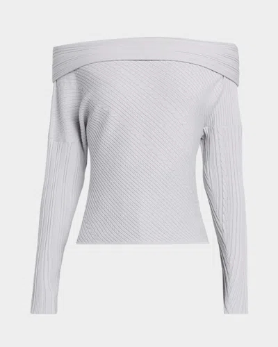 Iro Eboni Cable-knit Off-the-shoulder Sweater In Blue