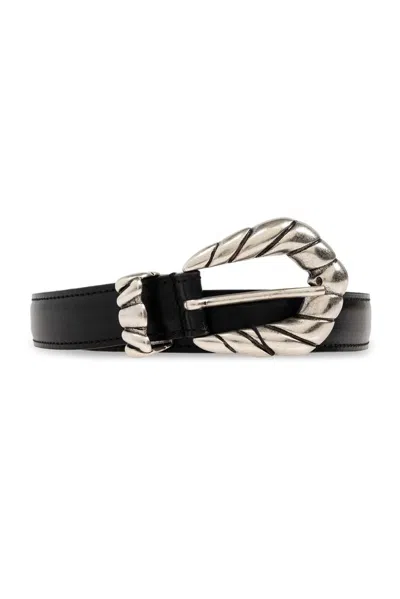 Iro Womens Bla02 Embella Stud-embellished Leather Buckle Belt In Schwarz