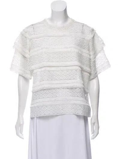 Pre-owned Iro Embroidered Frayed-trimmed Top In White