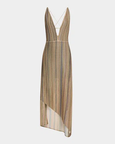 Iro Emman Plunge-neck Asymmetric Knit Dress In Multico