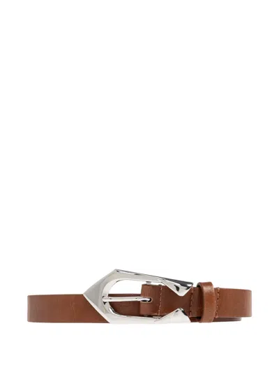 Iro Engraved-buckle Leather Belt In Brown