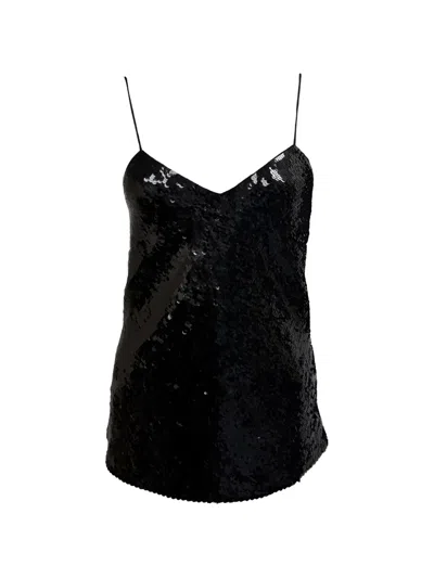 Pre-owned Iro Erna Sequined Camisole Top In Black
