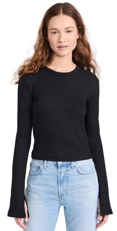 Iro Ersilia Round Neck Ribbed T-shirt In Black