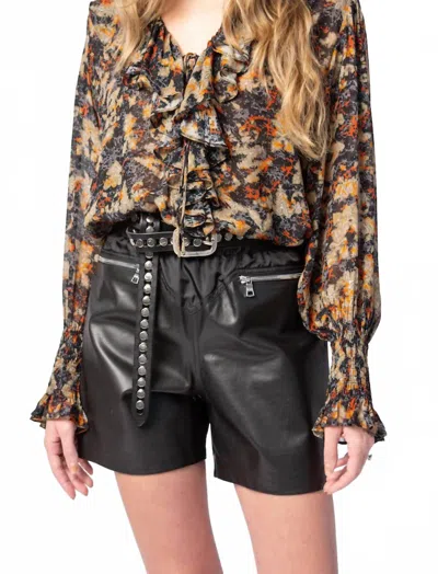 Iro Estera V-neck Blouse In Khaki Black In Multi