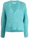 Iro Ewenn Chunky-knit Cropped Jumper In Blue