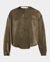 Iro Ezia Long-sleeve Flutter Blouse In Brown